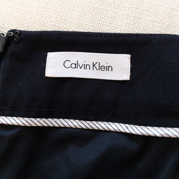 Calvin Klein Black Pencil Skirt Classic Career Office Wear Back Slit Size M - Picture 3 of 3